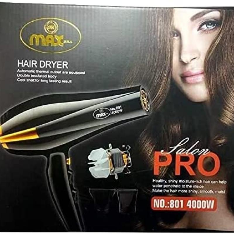 Max Hair Dryer, 4000 Watts, Black - 801
