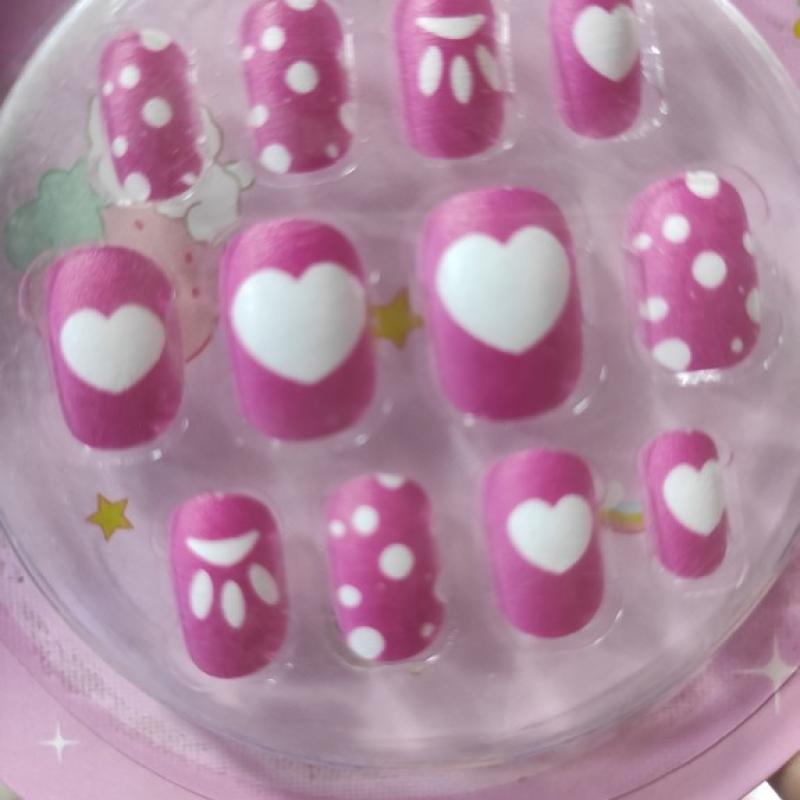 Kids Fake Nails Girls Press on Nails Girls False Nails On Pre-glue Full Cover Children Artificial Fake Nail Tips Pre Glue Full Cover