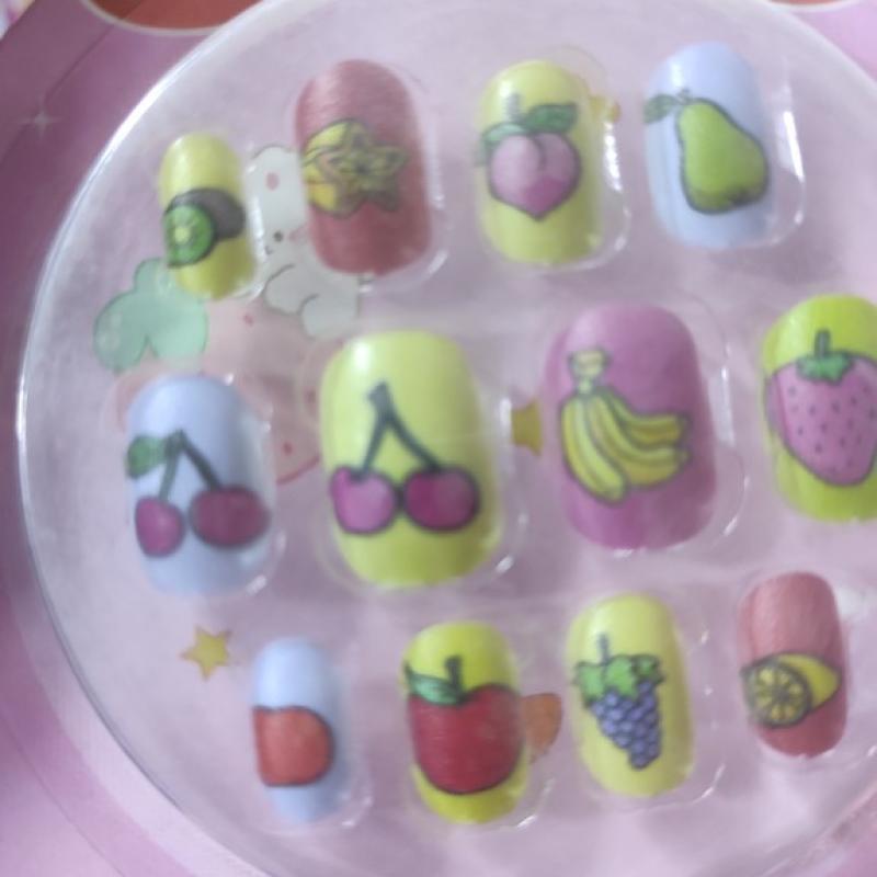 Kids Fake Nails Girls Press on Nails Girls False Nails On Pre-glue Full Cover Children Artificial Fake Nail Tips Pre Glue Full Cover