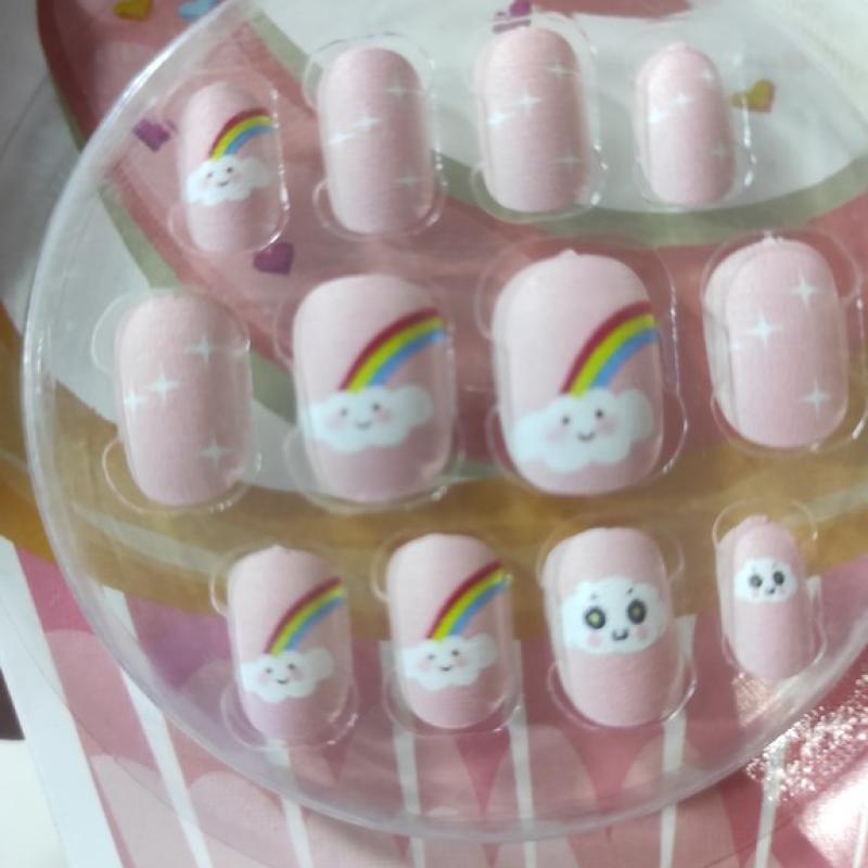 Kids Fake Nails Girls Press on Nails Girls False Nails On Pre-glue Full Cover Children Artificial Fake Nail Tips Pre Glue Full Cover