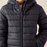 Quilted Puffer Jacket with Hood Color: Dark