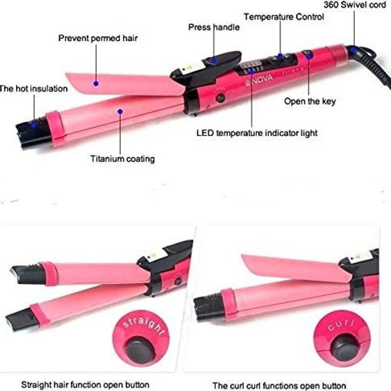 N.O.V.A-Straightener and Curler NHC-1818Sc 2 In 1 Hair Beauty Set Curler And Straightener