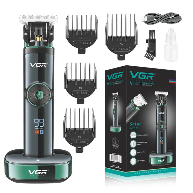 VGR V-671 Salon Series Professional Digital Display Cordless Hair Clipper with Dual motor Beard Trimmer