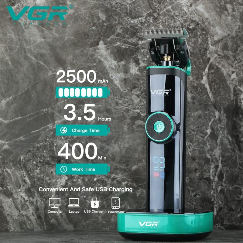 VGR V-671 Salon Series Professional Digital Display Cordless Hair Clipper with Dual motor Beard Trimmer